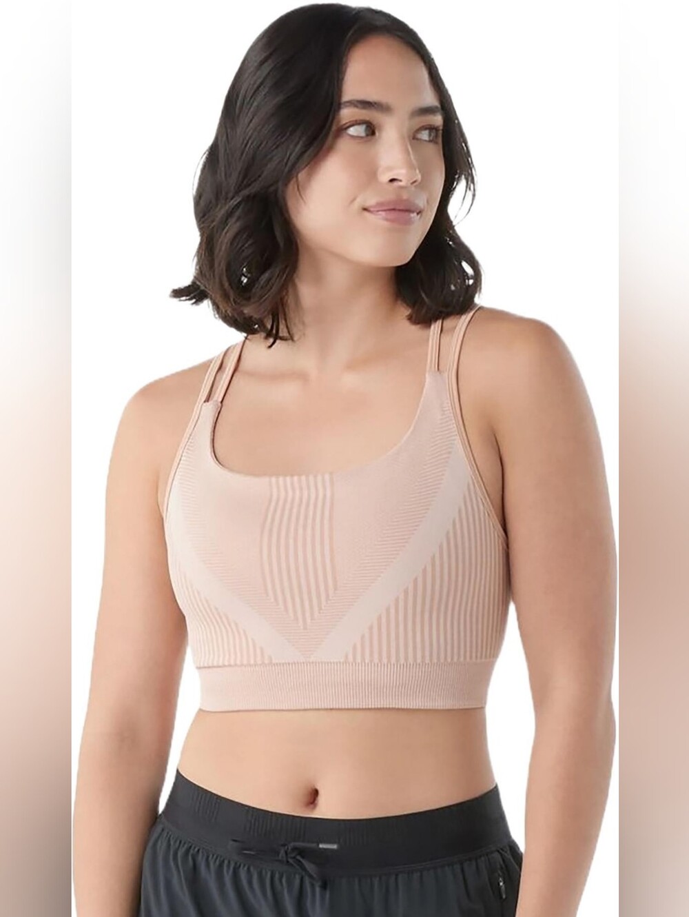 Smartwool Intraknit Strappy Bra Women Old Pink Color Size Large Merino Wool Mix